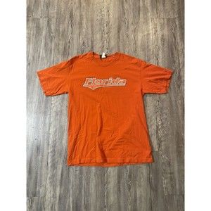 Vintage JanSport Florida Shirt Mens Large Orange Short Sleeve USA Made Pullover